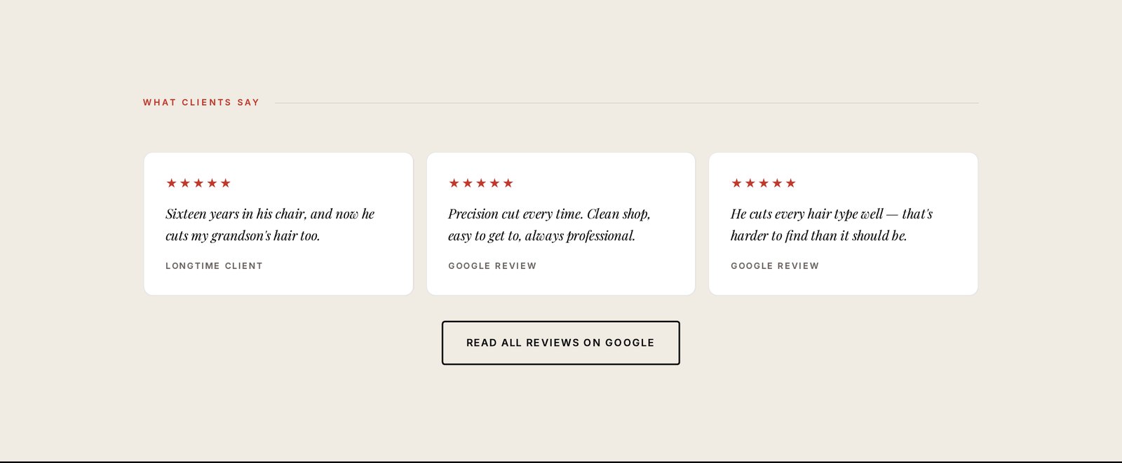 Client reviews section of the Cannon website
