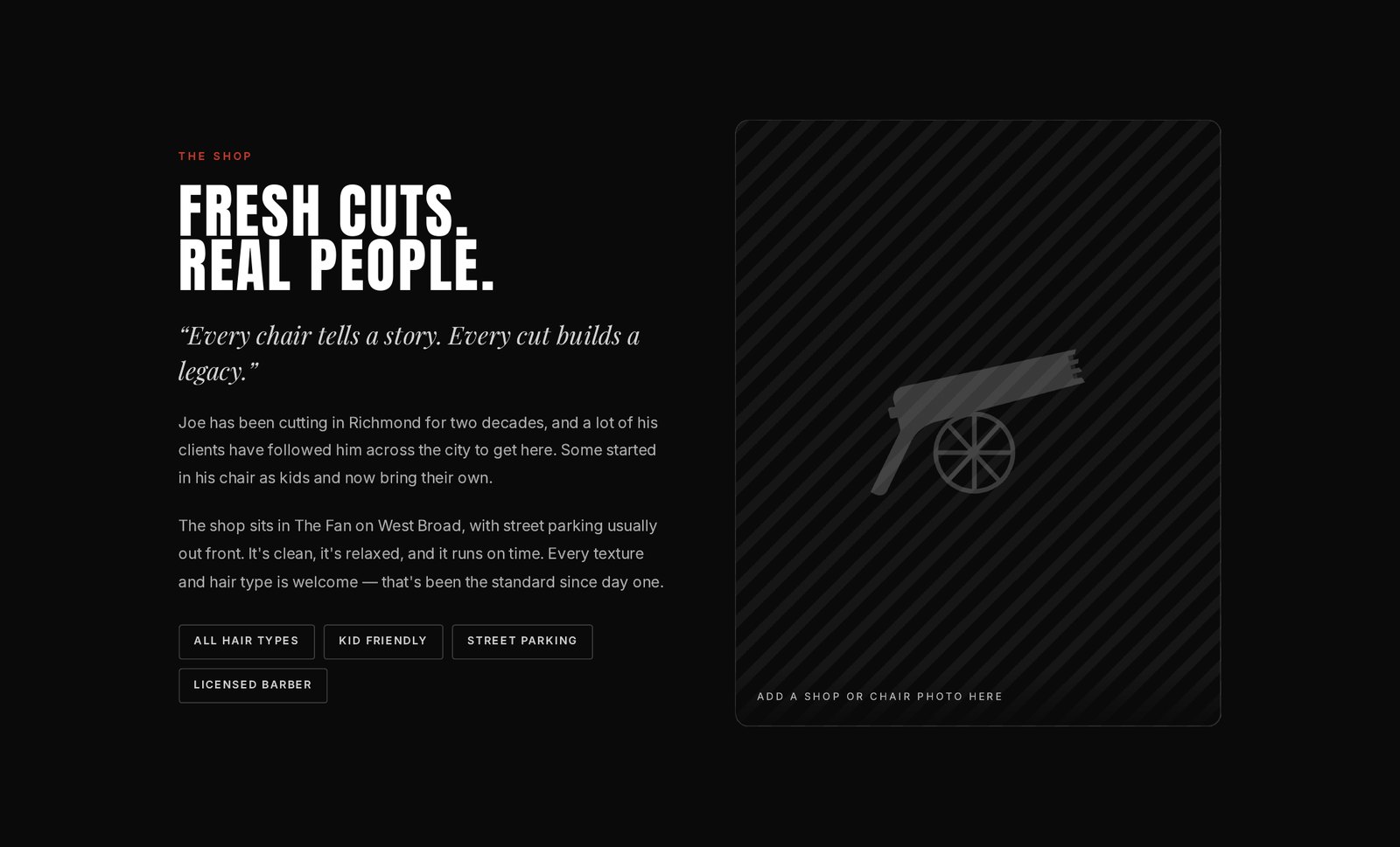 The Shop section — Fresh Cuts. Real People.