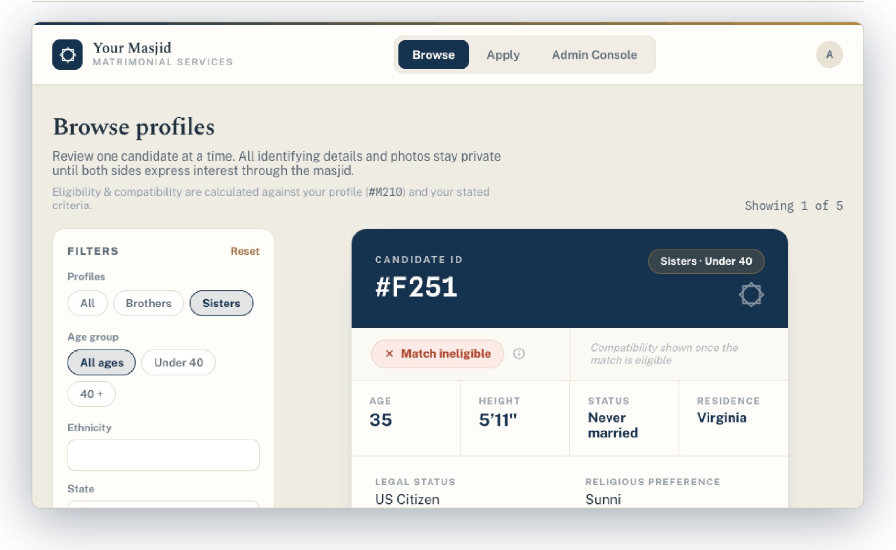 Browse profiles